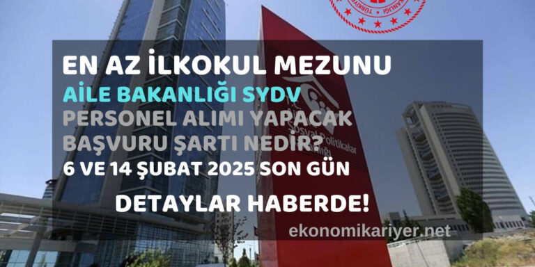 aile bakanlığı sydv personel alımı