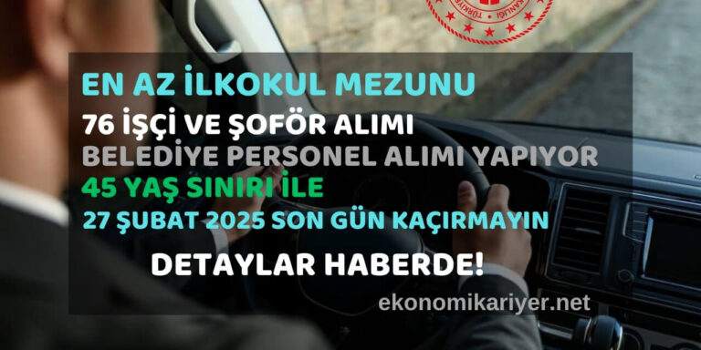 en az ilkokul belediye personel alımı