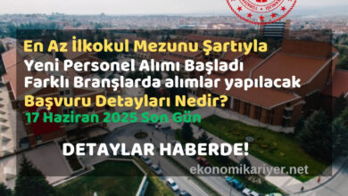 en az ilkokul mezunu şartıyla personel alımı